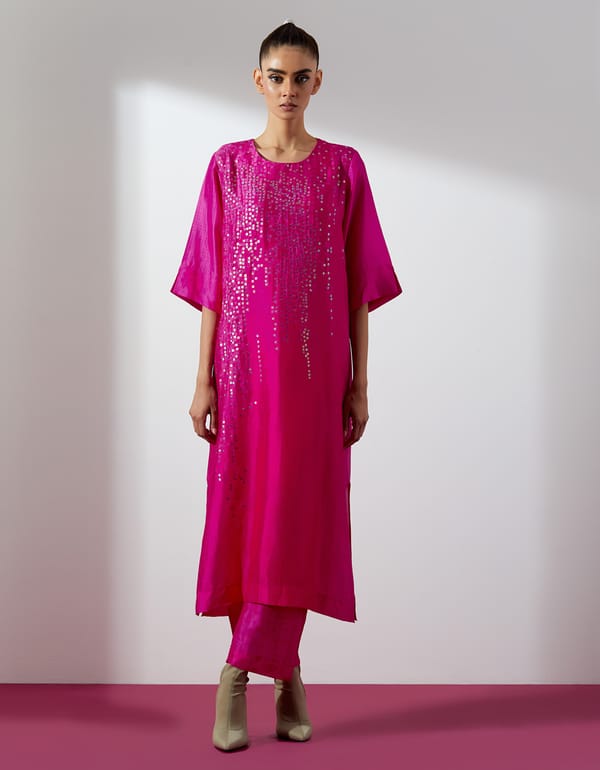 Glint Fuchsia Pink Kurta Pant Set — CLOS