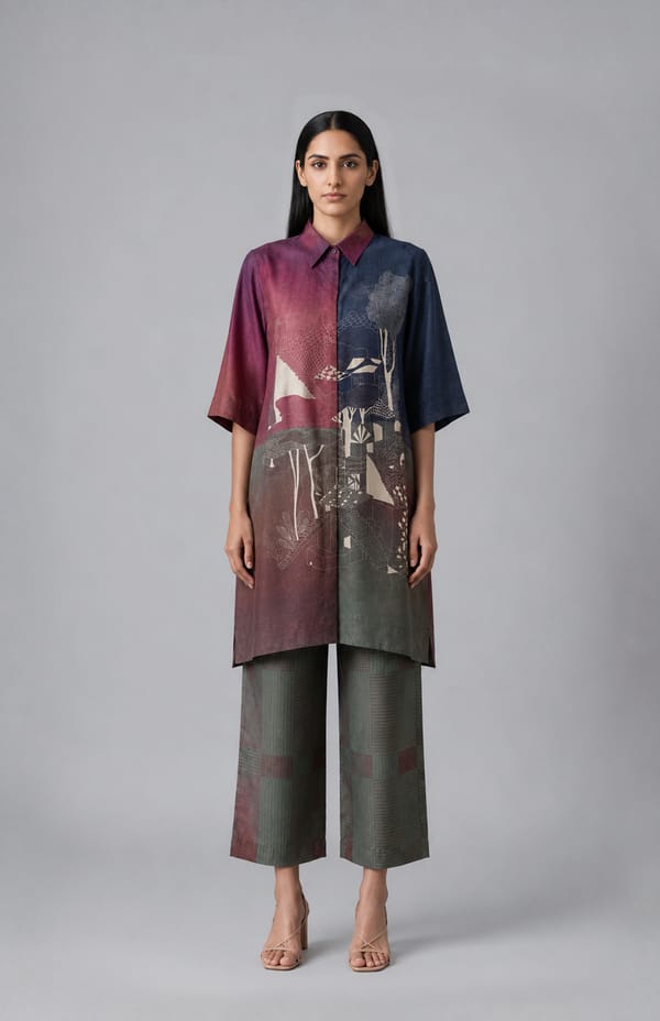 Multi Color Abstract Printed Colorblock Co-ord Set — CLOS