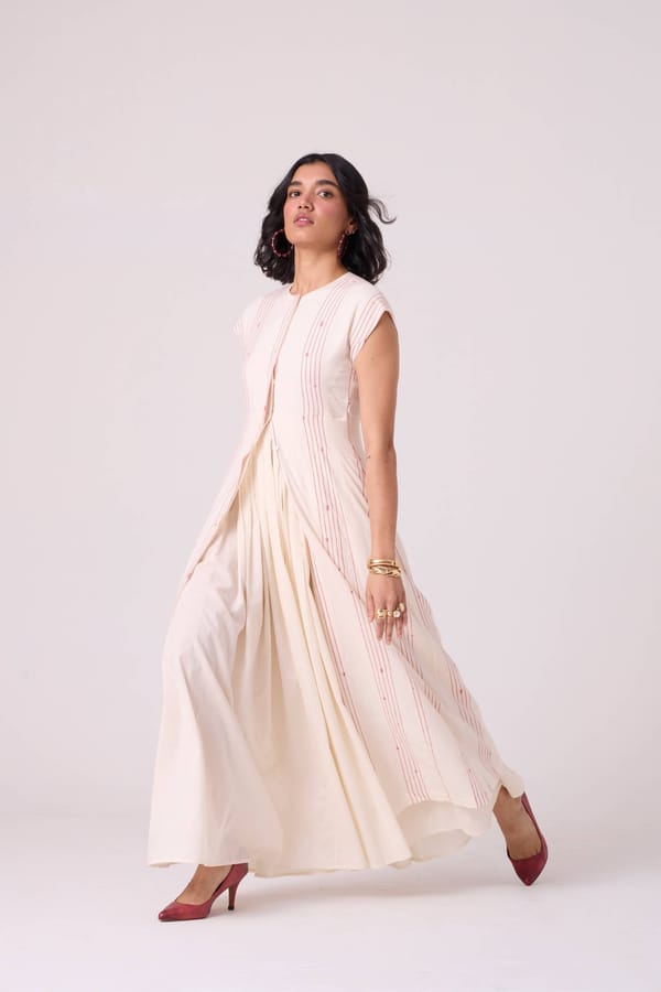 Ivory and Red Striped Layered Maxi Dress — The Summer House