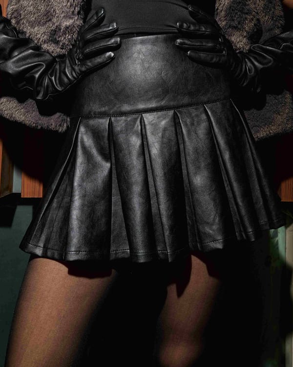 Noir Pleated Leather Mini Skirt — The Clothing Factory
