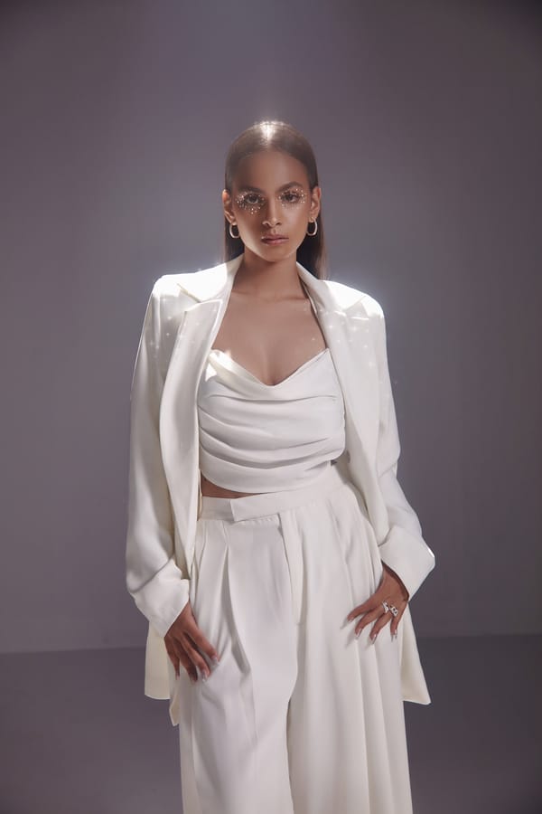 Oversized Double Breasted Blazer-White — The Clothing Factory