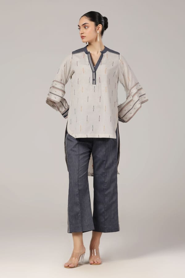 Grey-Blue Ikkat Co-ord Set — Truly SMA