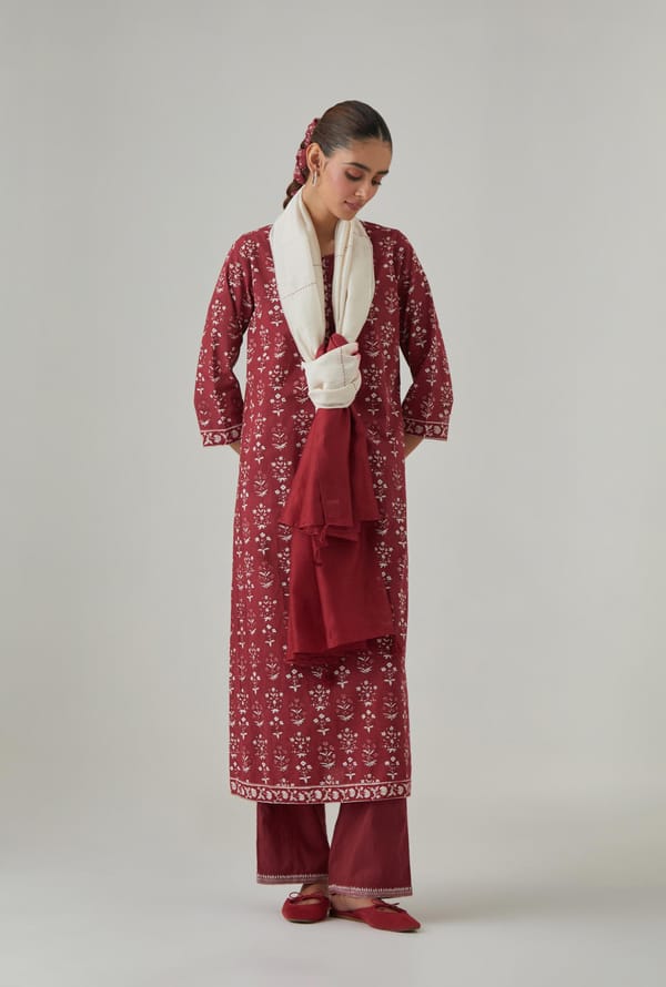 Straight Kurta With Sleeve Big Flower — Upavita