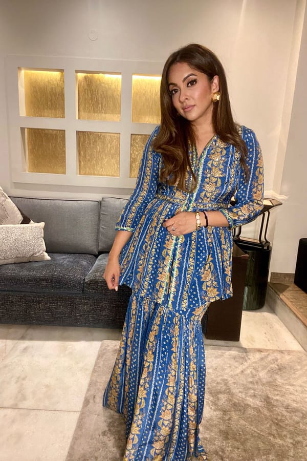 Blue Peplum Kurta and Sharara Set — BUMBLEBEE