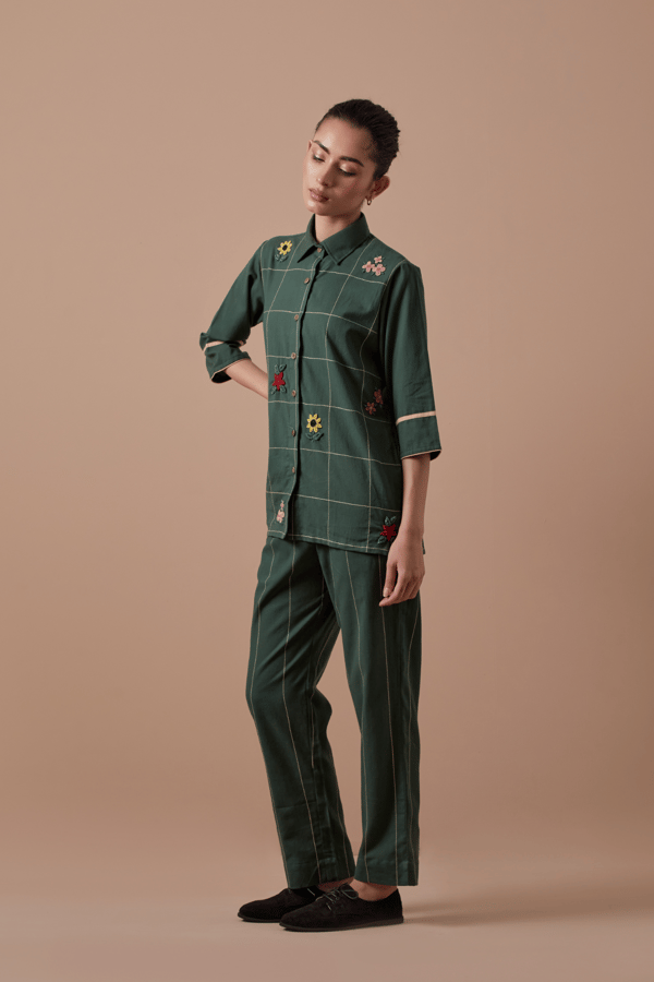 Green Organic Cotton Shirt and Trousers Co-ord Set — SHIBUI
