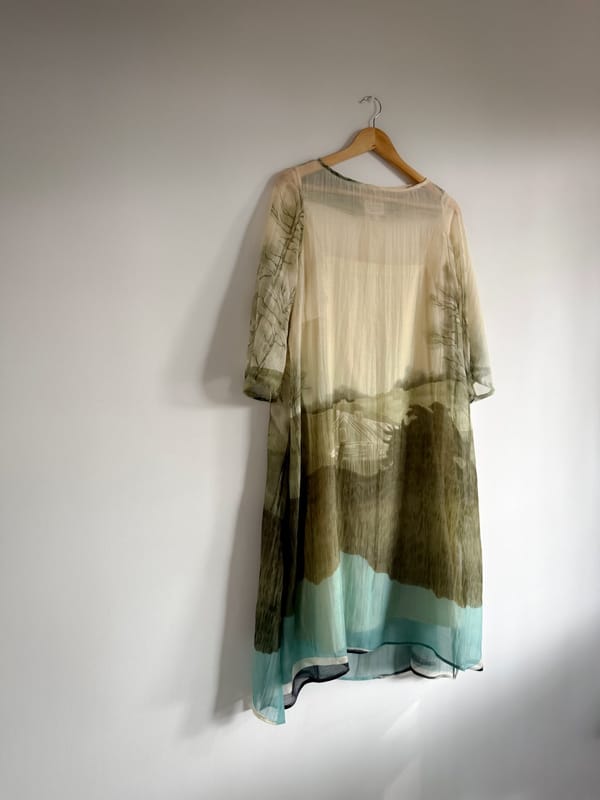 Butter Yellow Printed Midi Overlay Dress with Slip — SUBBAH