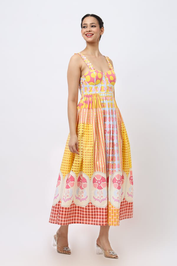Carnation Bloom Corset Dress — Jungle Marigold