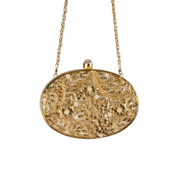 Dahlia Gold Charm Clutch — ATTOSA BY TANAISHA PARABIA