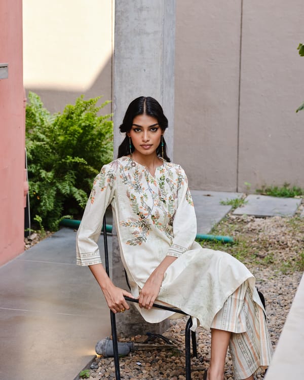 Autumn Song Ochre Floral Cotton Flex Kurta Set — Truly SMA