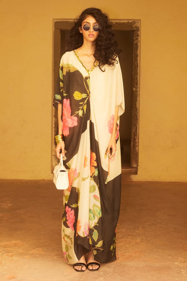 Black and White Knot Kaftan — Paulmi and Harsh