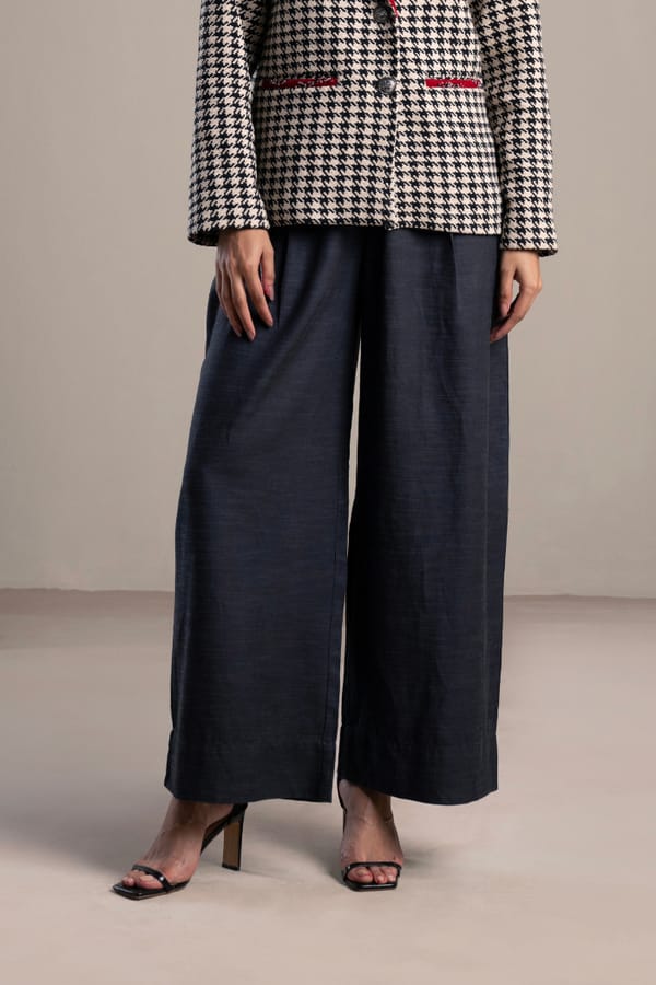 Grey Cotton Slub Wide-Leg Trousers — Spacelines