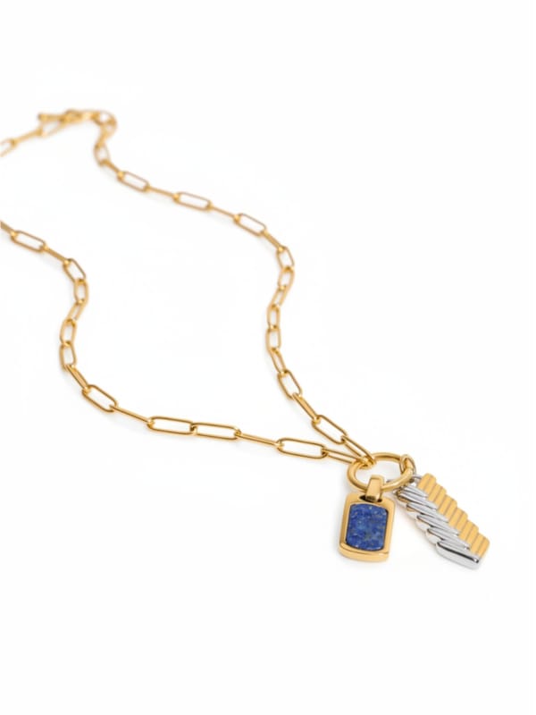 Gold and Silver Color-Block Woven Pendant Necklace — Cao Jewellery