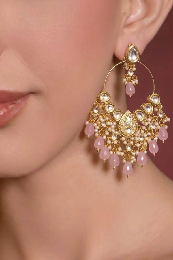 Noor Rose Quartz Hoop Chaandbali — Beauty Spot Jewellery