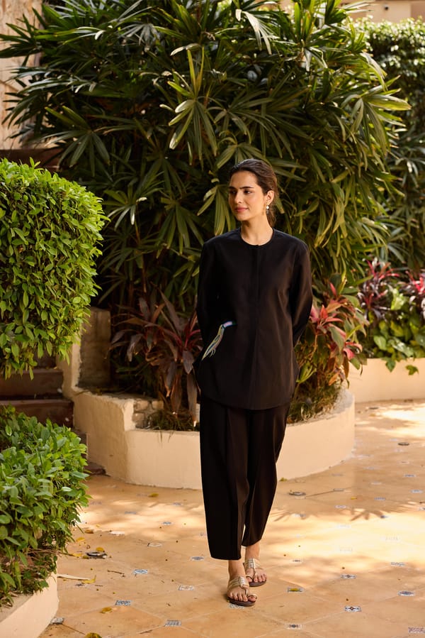 Black Linen-Blend Tunic and Tapered Pants Co-ord Set — Eko Clothing