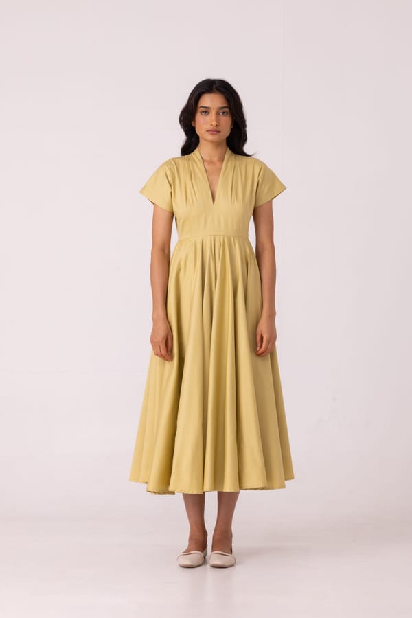 Cathy Yellow Fit and Flare Dress — The Summer House