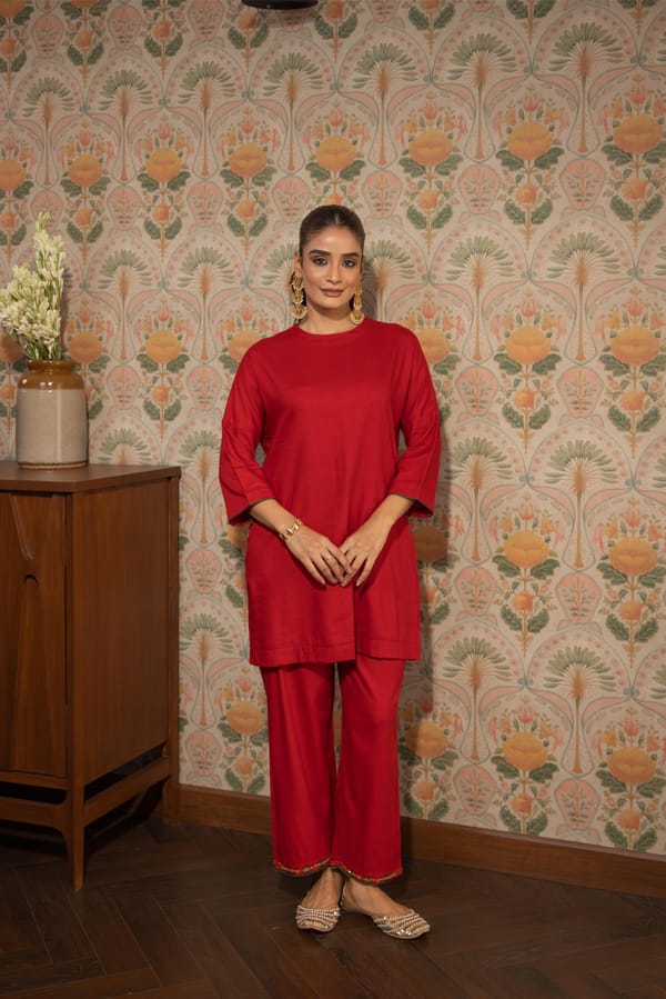 Maroon Kurta and Pants Co-ord Set — Eko Clothing