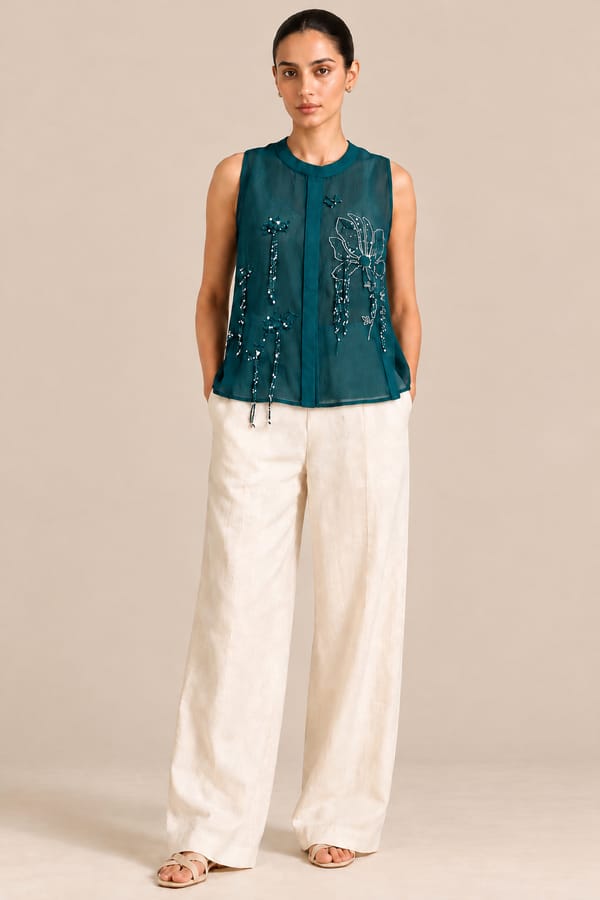 Bloom Embroidered Sleeveless Top — ANISETTE