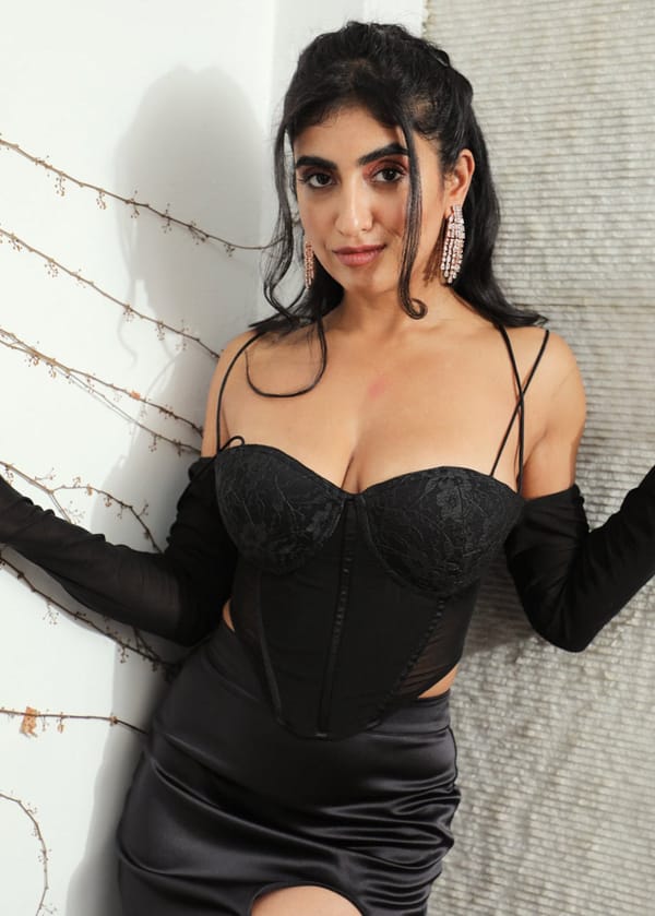 Reina Black Mesh + Lace Bustier Corset Top CL — Lea Clothing