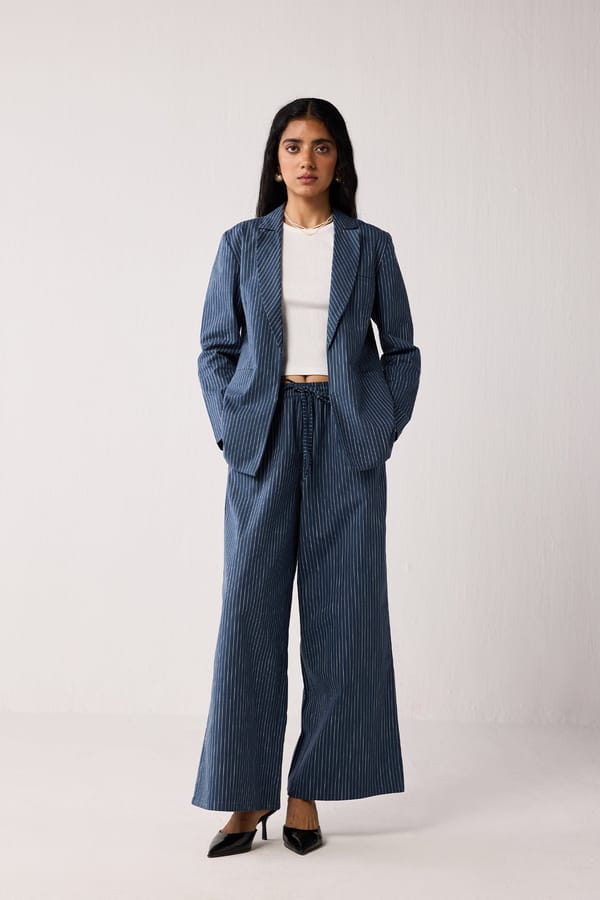 Weekday Blazer and Wide-leg Drawstring Pants Set — REISTOR