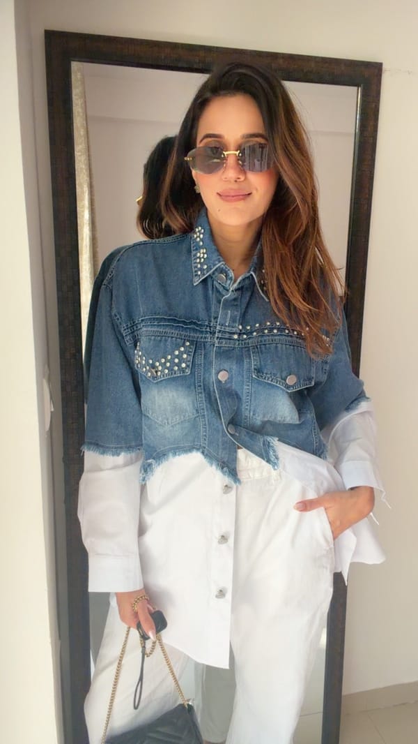 Studded Denim Poplin Shirt — CLOSET AFFAIR