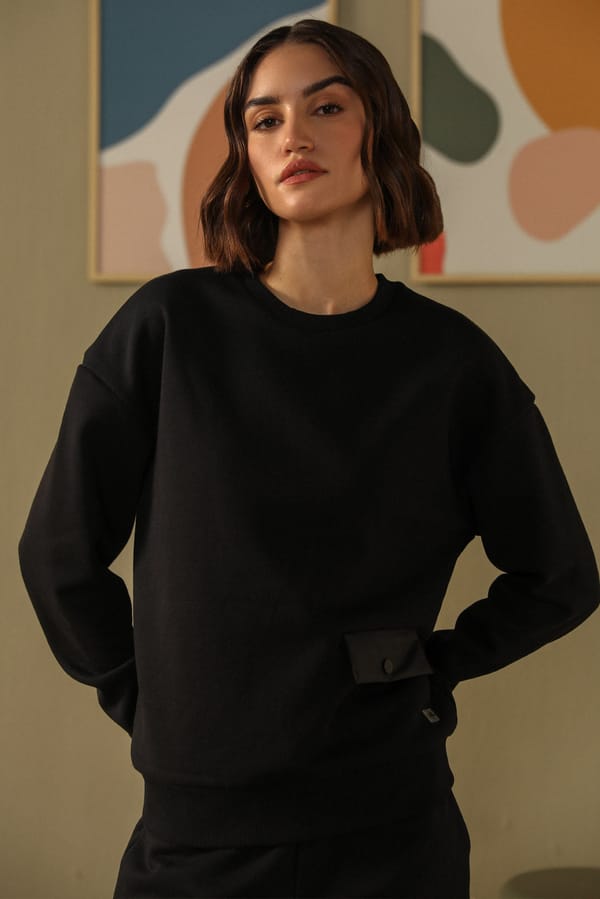Black Fleece Sweatshirt and Joggers Co-ord Set — Muvazo
