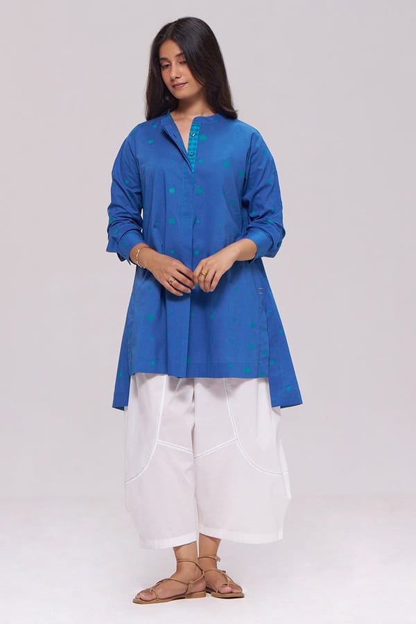 Denim Blue Pure Cotton Co-ord Set — Ganga Fashions Pvt Ltd