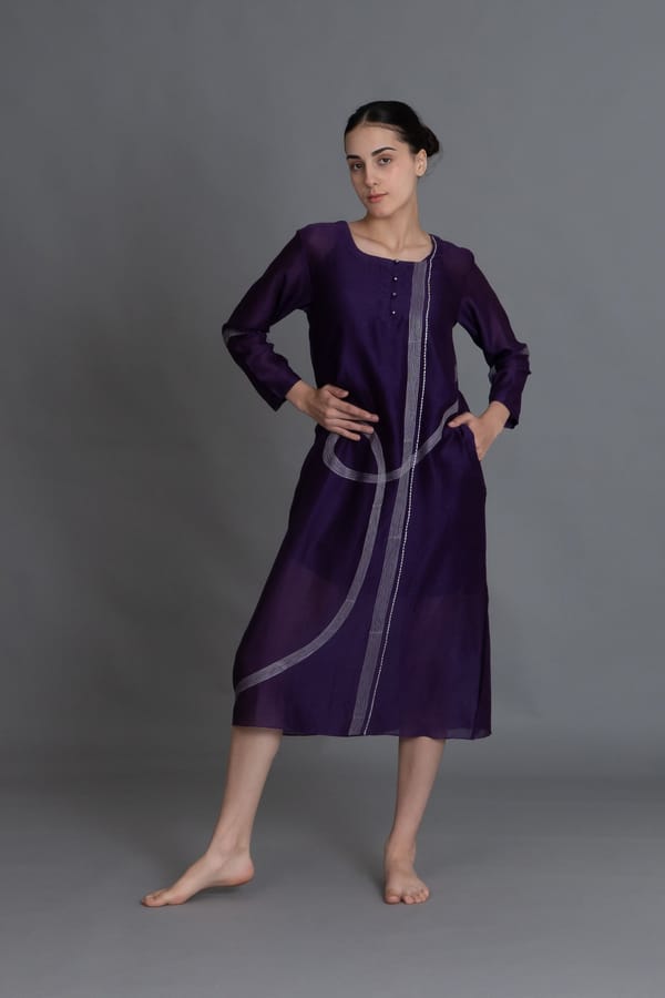 Purple Embroidered Dress — Khat