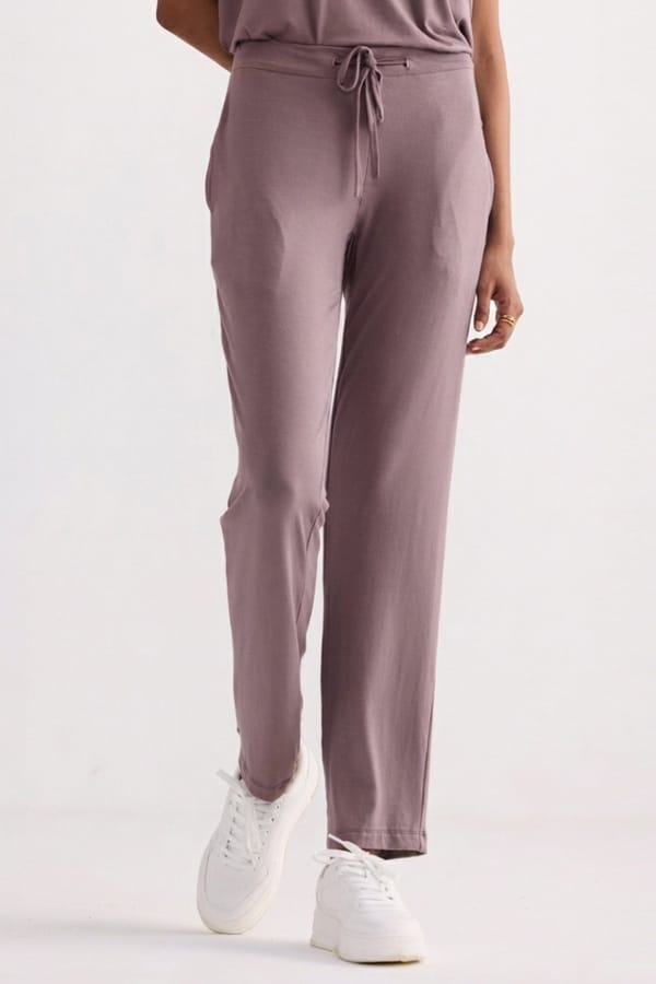 Dusty Rose Wide-Leg Drawstring Relaxed Fit Trousers — REISTOR