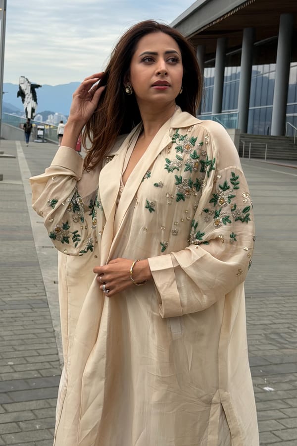 Shargun Mehta in the Shinju jumpsuit set - IVORY — Paulmi and Harsh