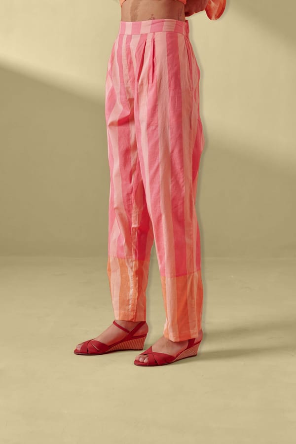 Glide Pink & Peach Striped Relaxed Fit Pant — Shop Roho