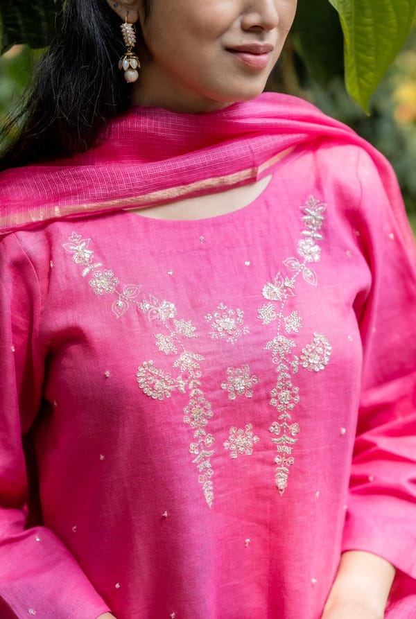 Rani Pink Linen Full Set — SIARA WOMEN