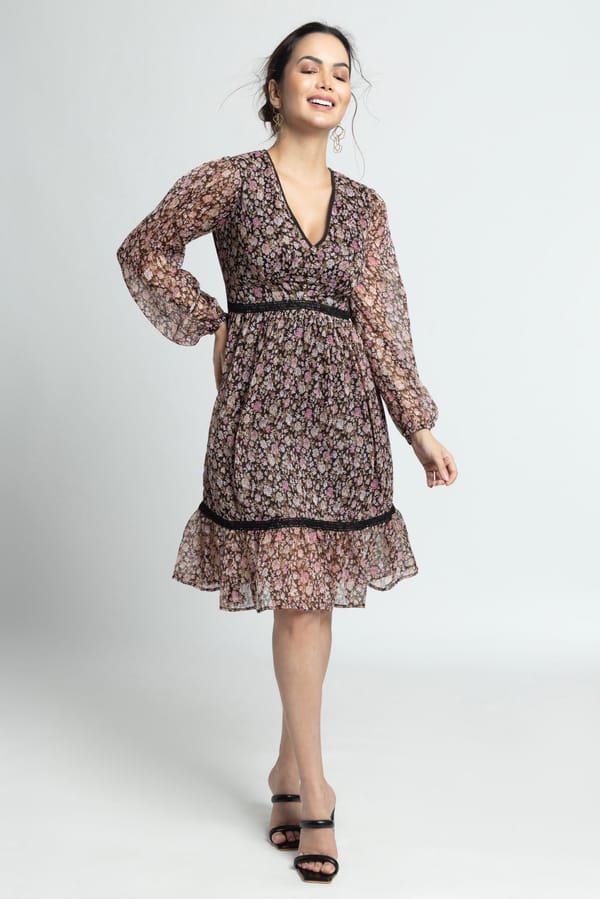 Cocoa Blossom V Mini Dress — Julo