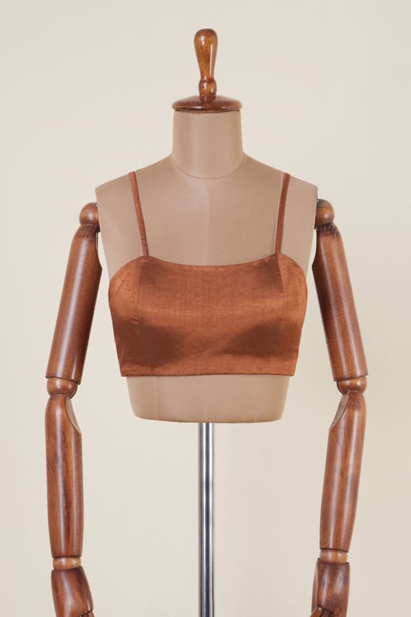 Copper Tissue Square Neck Spaghetti Strap Blouse — Dressfolk