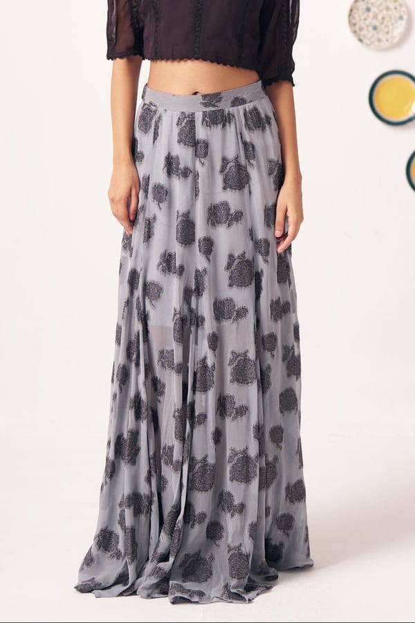 Grey Jacquard Maxi Skirt — Western Era