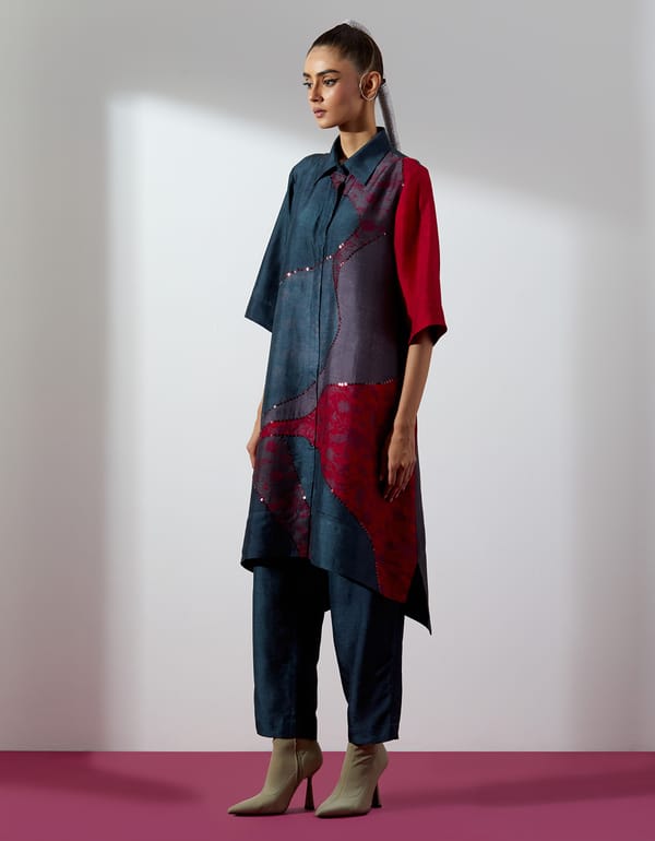 Red Grey Tunic With Pants — CLOS