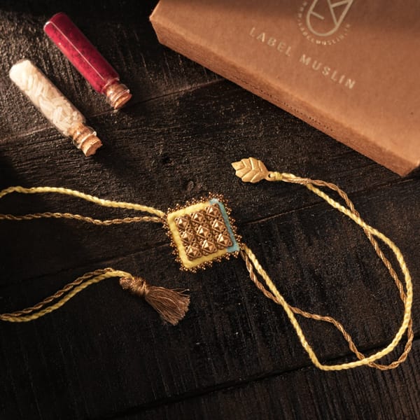 Majestic Square Brass Rakhis — LABEL MUSLIN