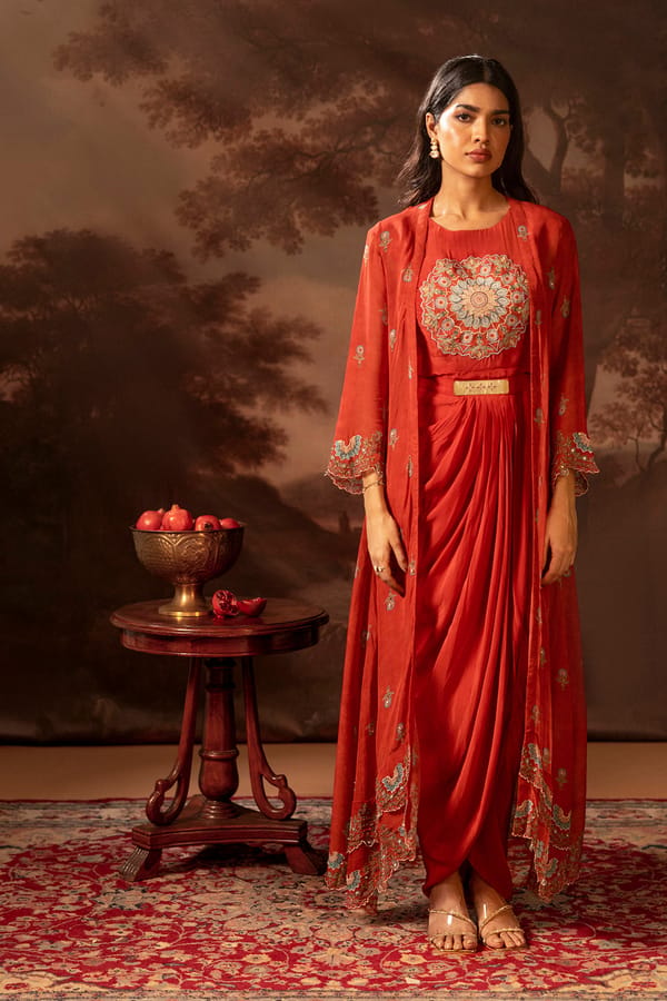 Eraya Embellished Drape Dress Set — SOUP by Sougat Paul