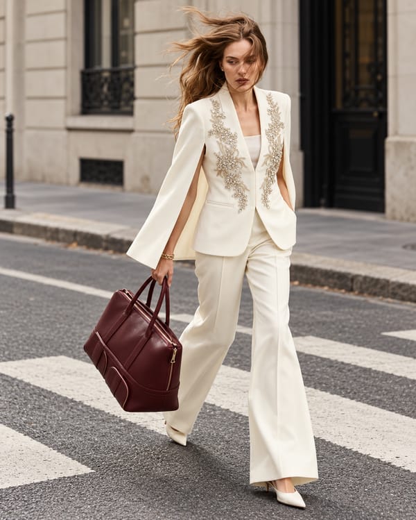 Cream Embellished Cape Sleeve Slim Fit Jacket — KAREN MILLEN