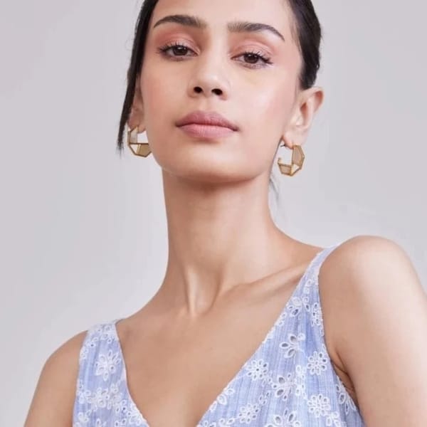 One Of A Kind Hex Hoops — She Ela Jewel