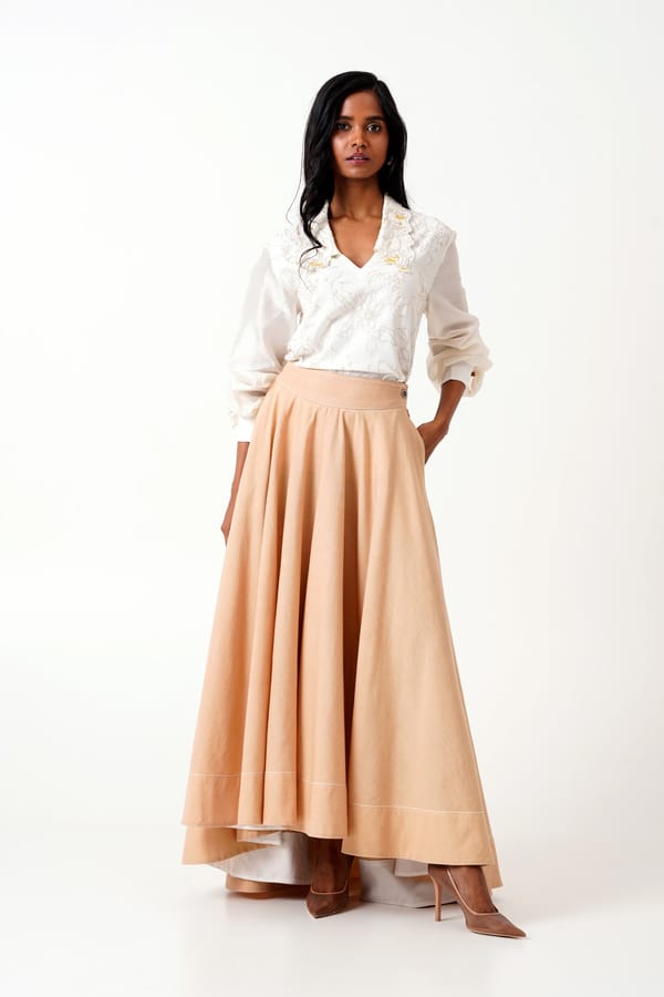 Latte Beige A-Line Maxi Skirt with Side Zip and Pockets — Madder Much