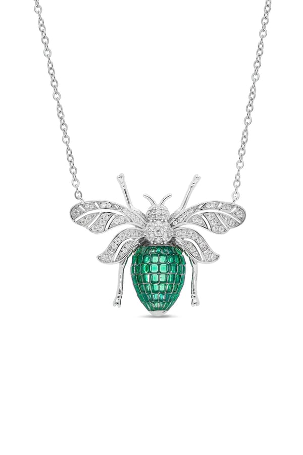 Emerald Hive Honey Bee Pendant With Silver Chain — Miss Jo