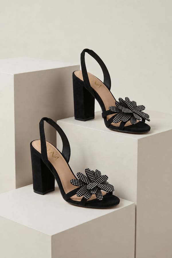 Midnight Petal Block Sandal — Reyna