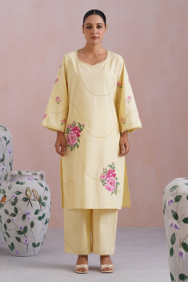 Broderie Kurta-Set With Cross Stitch Embroidery — KORAH STITCH