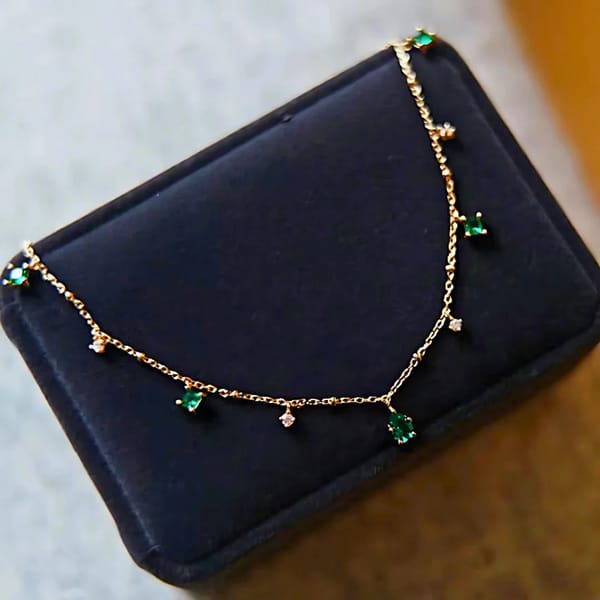 Emerald and Sapphire Choker Necklace, Emerald — Inaya Accessories