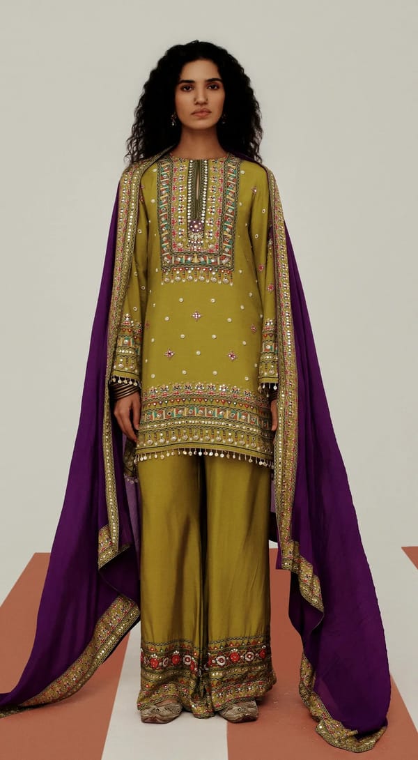 The Archival Olive Suit Set — Basanti Kapde aur Koffee