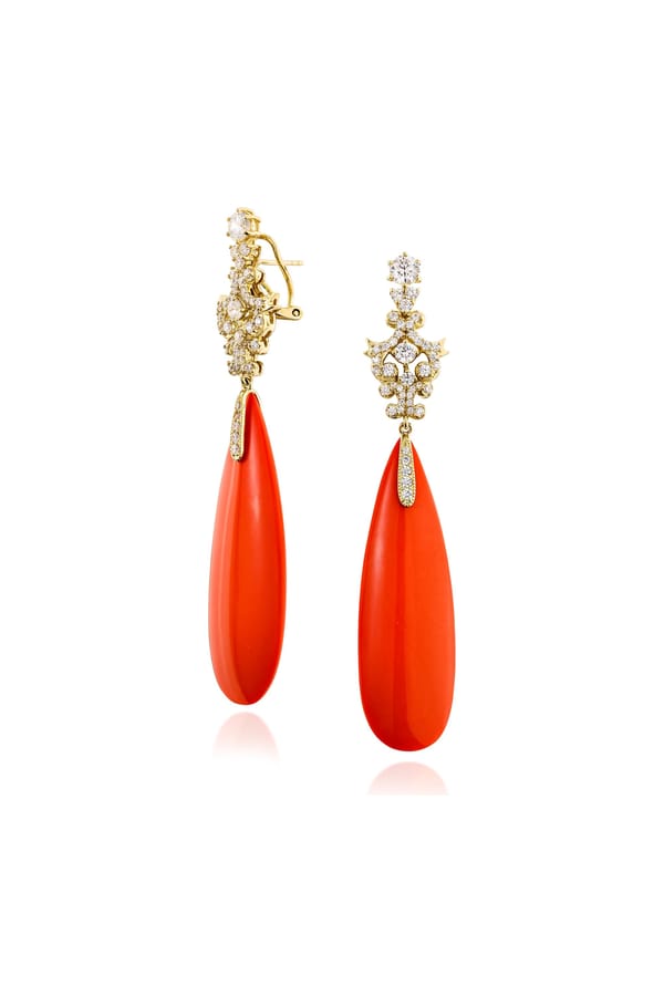 Orange Coral Sunset Dangler Earrings — Miss Jo