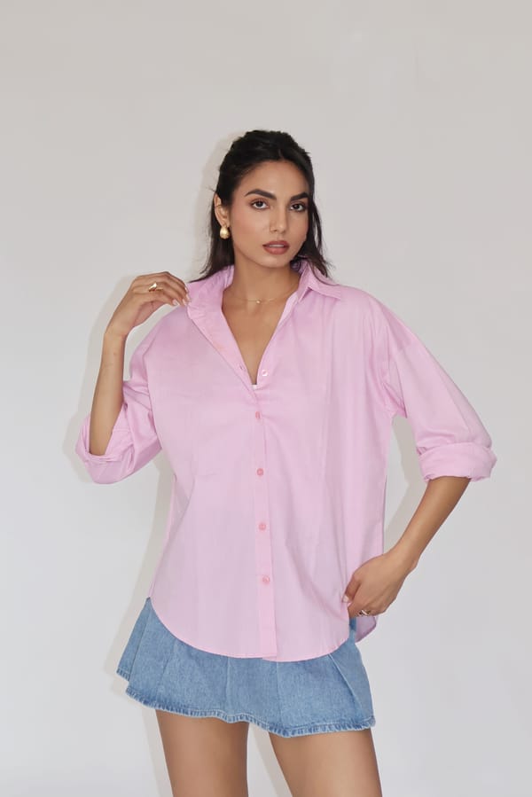 Flamingo Solid Oversized Shirt � Breeze — Select Staples
