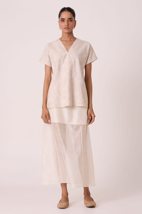 Sōhō Cream Cotton Jacquard Top — The Summer House