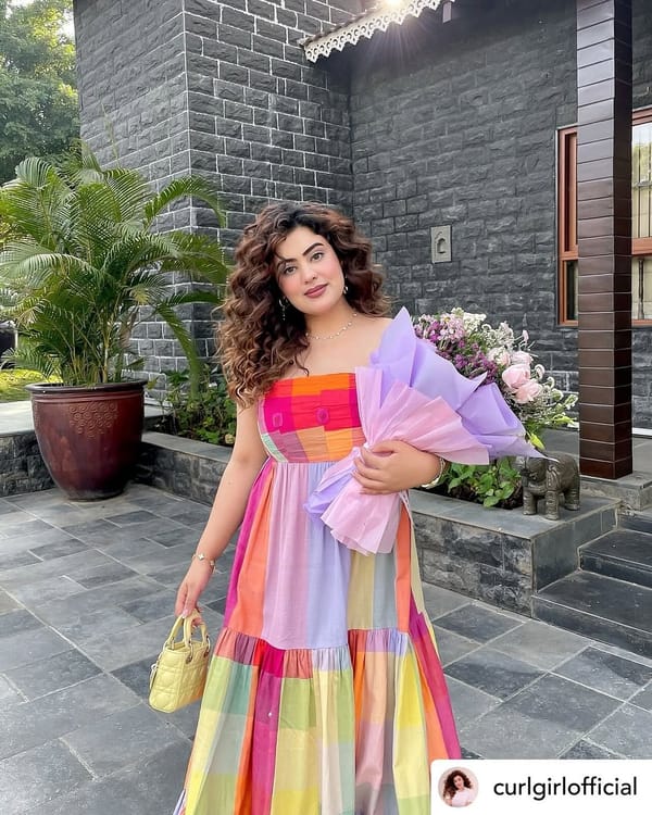 Multicolor Colorblocked Tiered Maxi Dress with Square Neck — Label Sugar