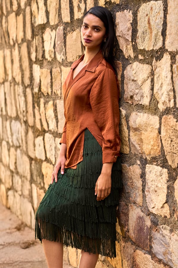 Forest Tiered Fringe Midi Skirt — Dash and Dot